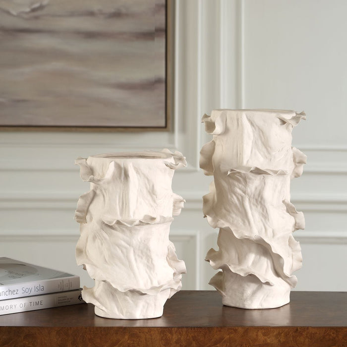 Ripple Crest Vases, S/2 - vases