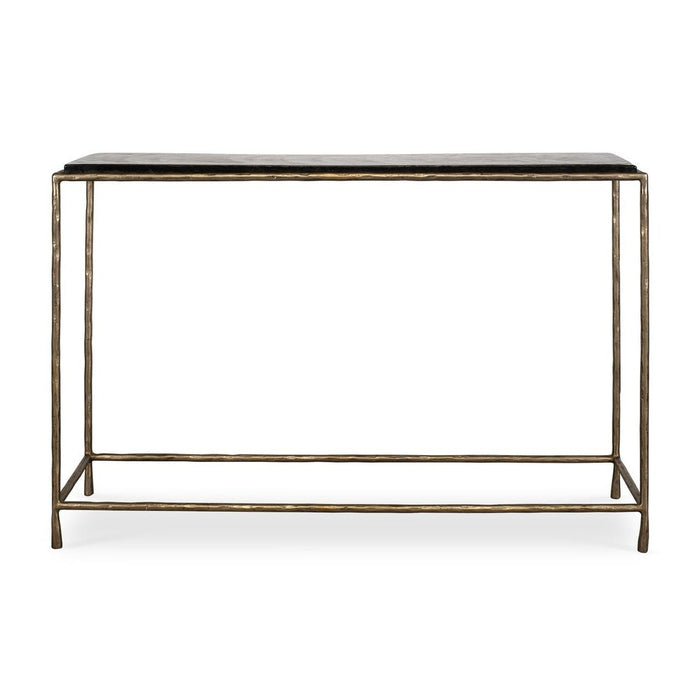 Ovard Console Table - cast glass top with brass frame