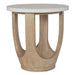 Tatli Side Table - oatmeal wood barrel with ivory limestone top