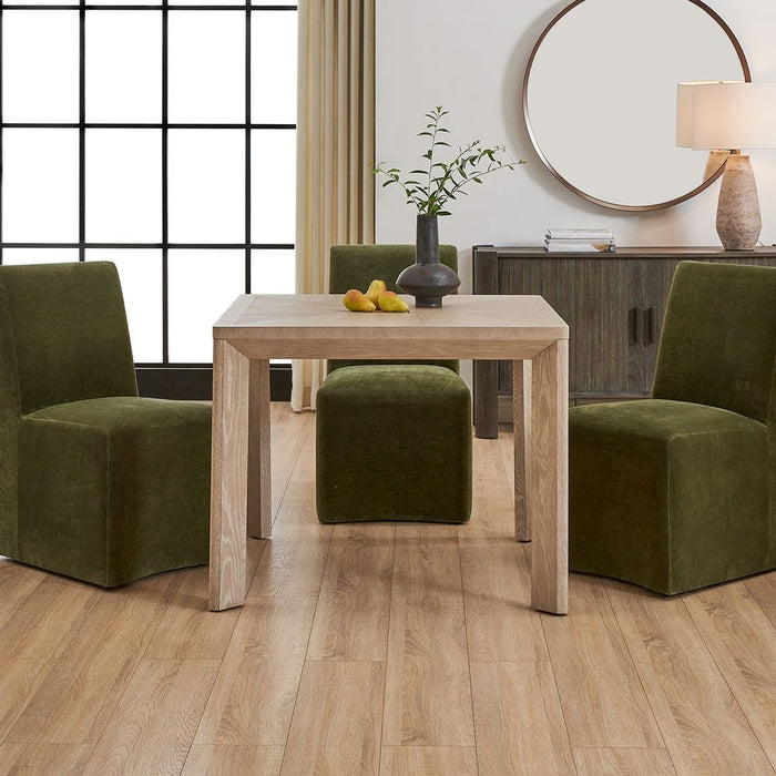 Noval Dining Game Table - solid white oak with parquet top