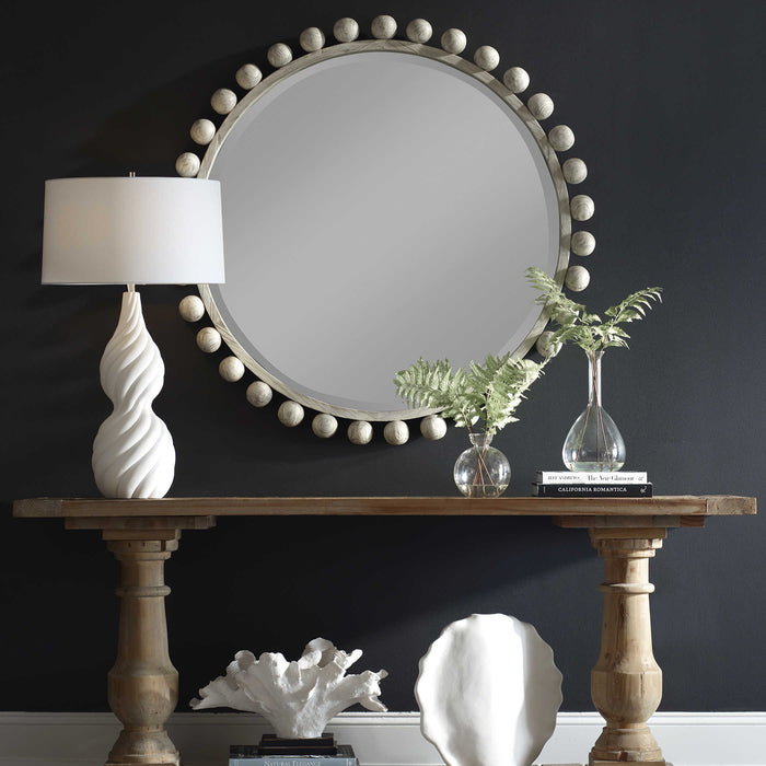 Pom Pom Mirror Aged Ivory