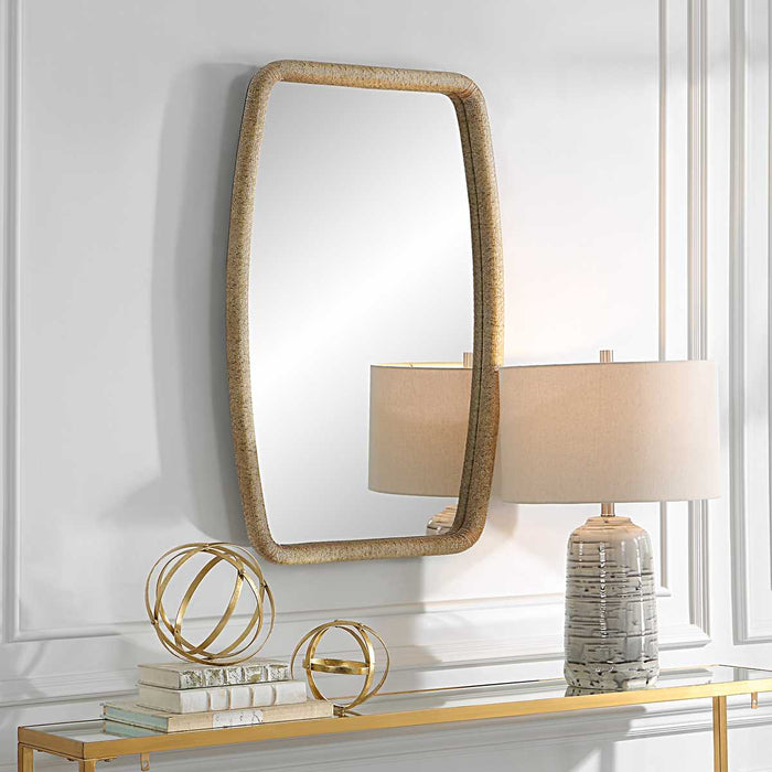 Tiki Mirror - wood and rattan frame
