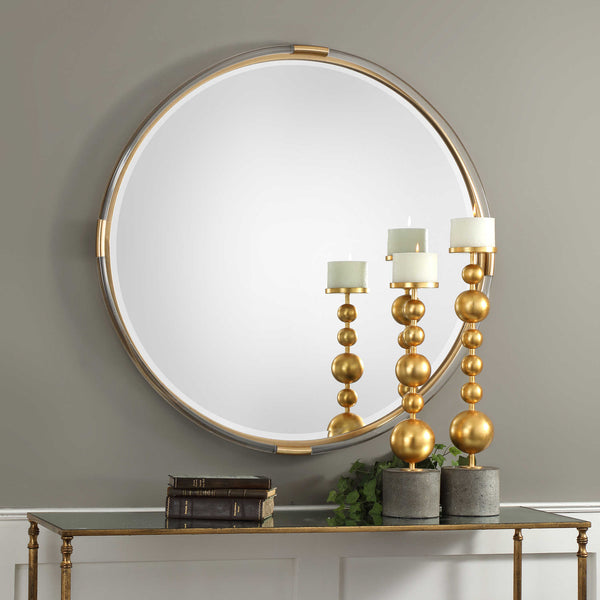 Acrylic and Gold Leaf Round Mirror - mirrors - luxury