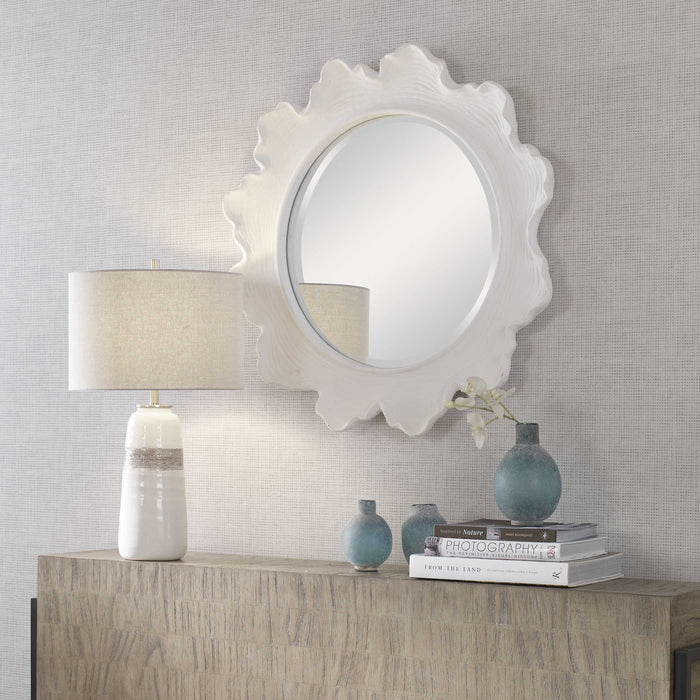 White Coral Mirror Round