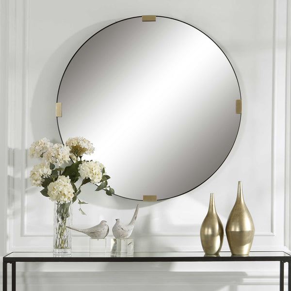 Round Gold and Black Modern Mirror - mirrors - luxury