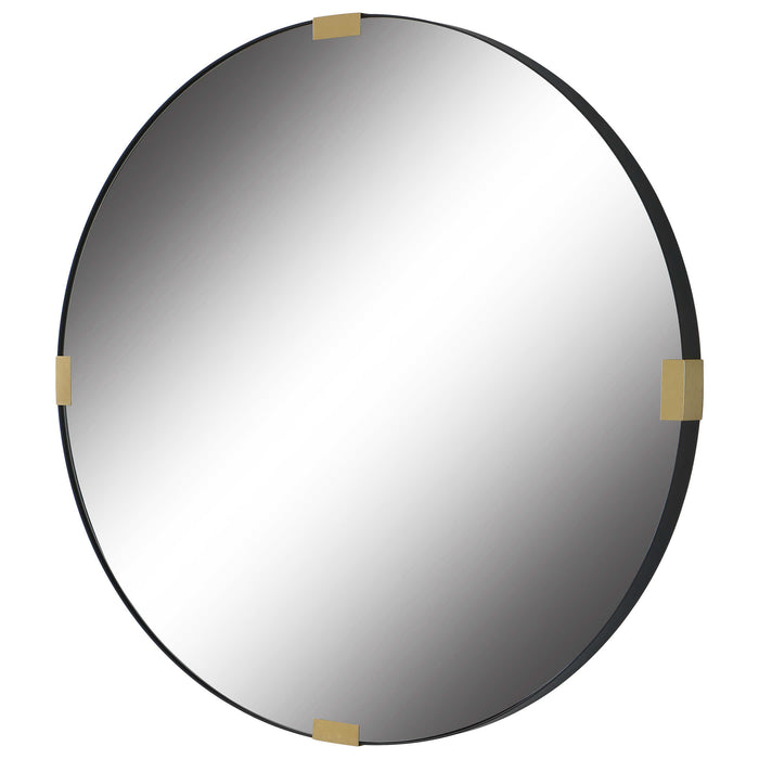 Round Gold and Black Modern Mirror