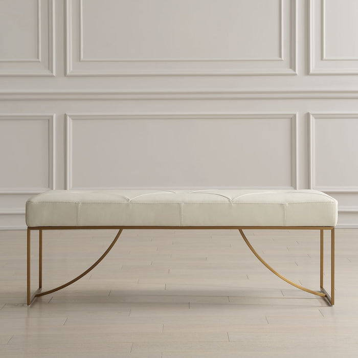 Swale Bench - stainless steel and brass and leather