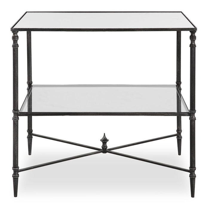 Henzler Lamp Table, Steel - blackened steel with mirror top