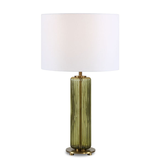 Olive Green Glass Table Lamp - table lamp