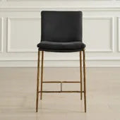 Ascend Counter Stool Charcoal - distressed top grain leather seat with aged gold iron base