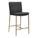 Ascend Counter Stool Charcoal - distressed top grain leather seat with aged gold iron base