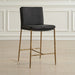Ascend Counter Stool Charcoal - distressed top grain leather seat with aged gold iron base