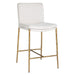 Ascend Counter Stool White - white boucle upholstery with aged gold iron base