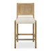 Interweave Counter Stool - light oak wood with rattan caned back and frost polyester seat