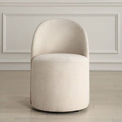 Roll With It Dining Chair Sand - slubbed polyester upholstery in light sand with rolling casters