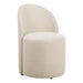 Roll With It Dining Chair Sand - slubbed polyester upholstery in light sand with rolling casters