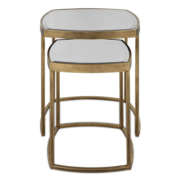 Vista Nesting Tables - beveled mirror tops in antique gold