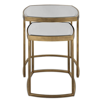 Vista Nesting Tables - beveled mirror tops in antique gold