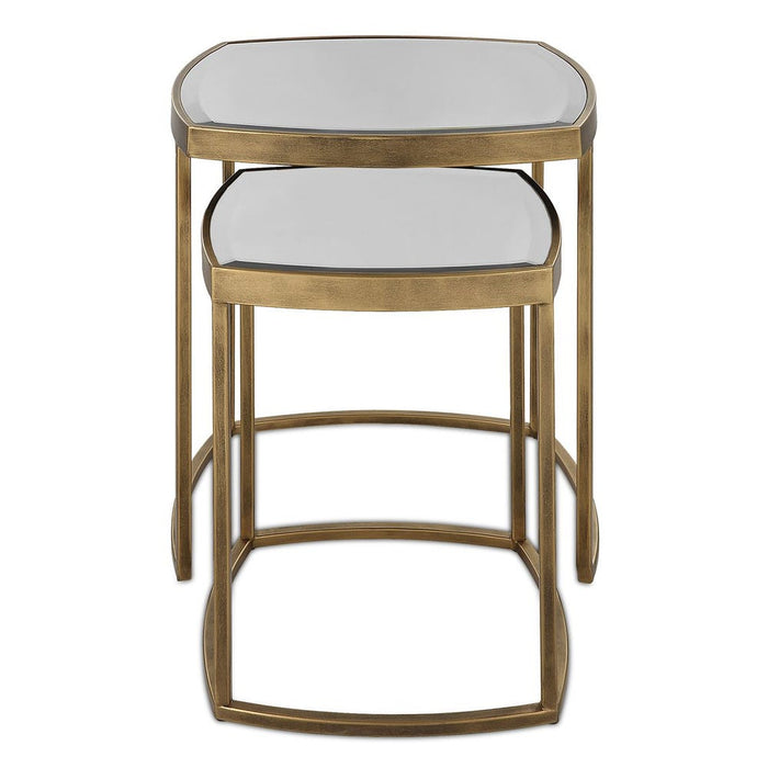 Vista Nesting Tables - beveled mirror tops in antique gold