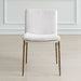 Ascend Dining Chair - white boucle upholstery with aged gold iron base