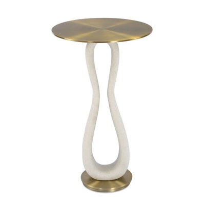 Sonia Accent Table - white stone base with brass top