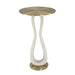 Sonia Accent Table - white stone base with brass top