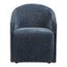 Harbor Dining Chair Blue - barrel back design with harbor blue polyester velvet and casters