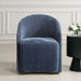 Harbor Dining Chair Blue - barrel back design with harbor blue polyester velvet and casters
