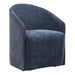 Harbor Dining Chair Blue - barrel back design with harbor blue polyester velvet and casters