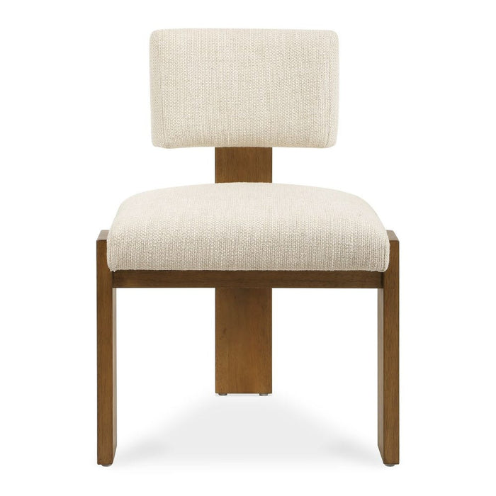Arienzo Dining Chair - walnut wood frame with ivory boucle upholstery