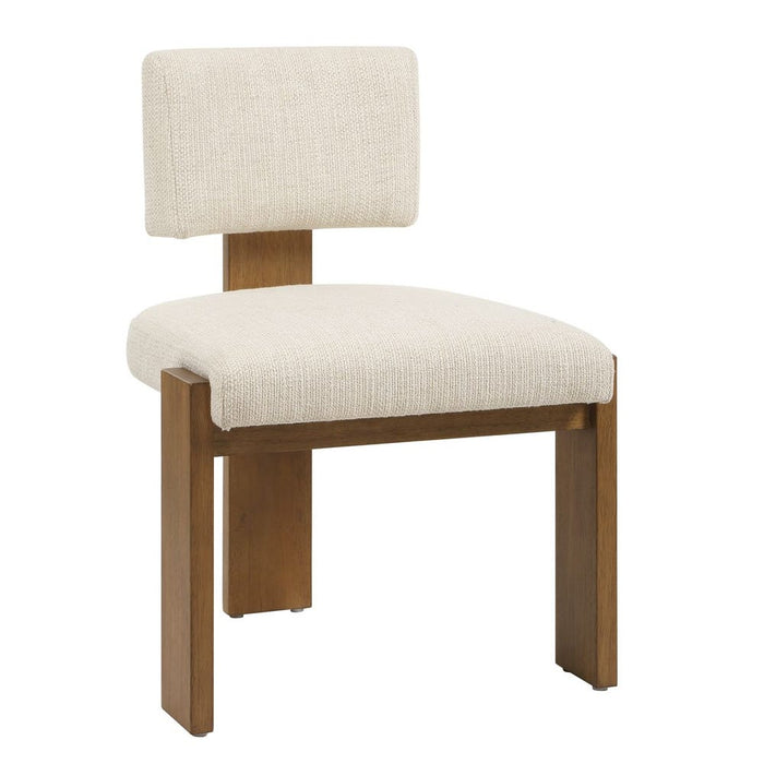 Arienzo Dining Chair - walnut wood frame with ivory boucle upholstery