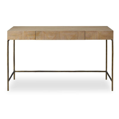 Aristotle Desk - primavera wood with antique gold iron base