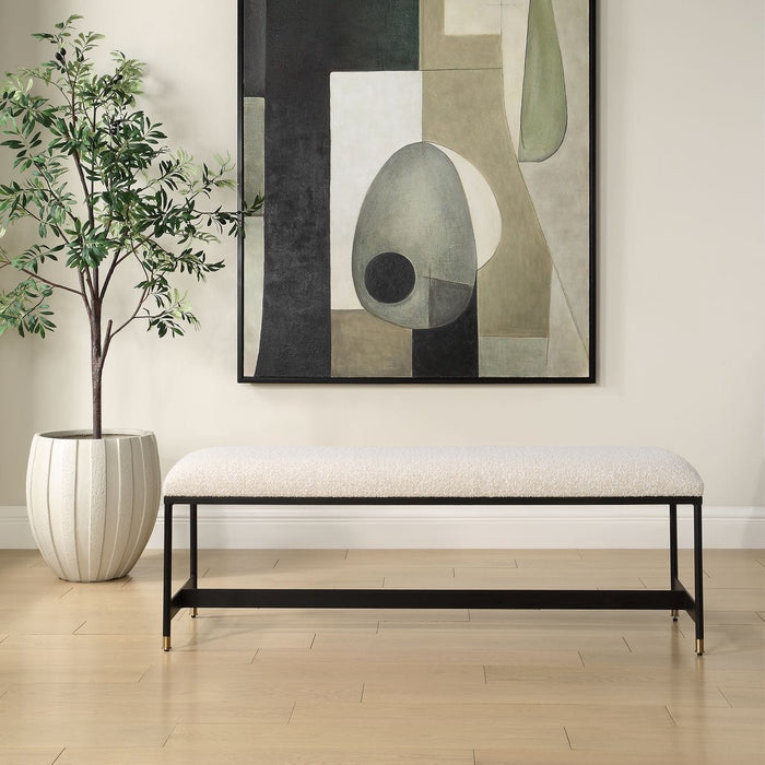 Halston Bench - iron and brass and black