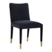 Conifer Dining Chair Indigo - indigo blue distressed velvet with brushed brass ferrules