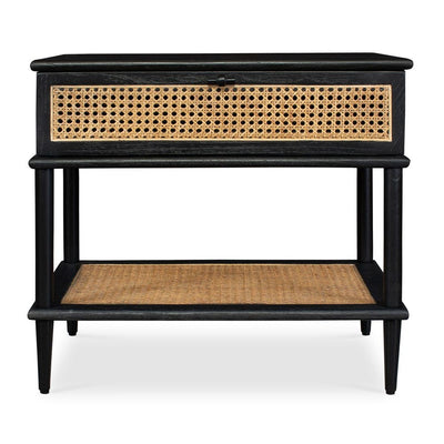 Coast Side Table, Black - black Mindi wood with rattan