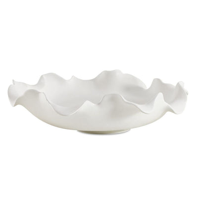 Wave Crest Indoor-Outdoor Bowl - sculptural white ceramic bowl with organic wave-like form