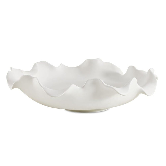 Wave Crest Indoor-Outdoor Bowl - sculptural white ceramic bowl with organic wave-like form