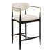 Moxie Counter Stool - matte black wood frame with brushed brass arms and off white velvet upholstery