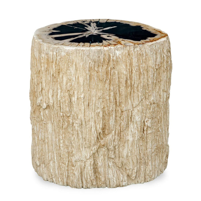 Arco Accent Table - petrified wood top with white base