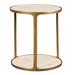 Clench Side Table, 2 Cartons - antique brass with travertine