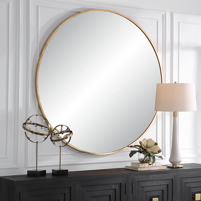 Junius Large Round Mirror, Gold - gold finish and iron