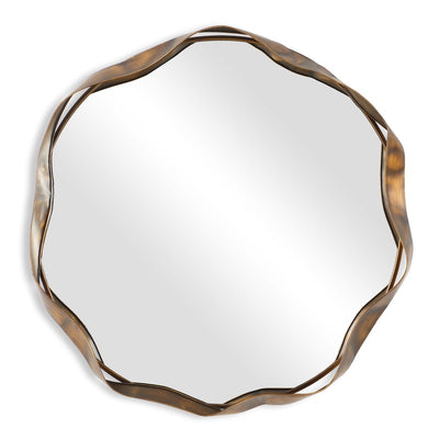 Catch The Wave Round Mirror - bronze iron frame