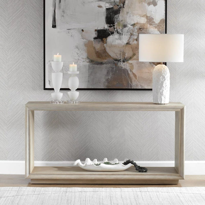 Prism Console Table - light oak solids with oak veneer