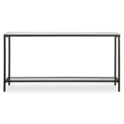 Hayley Console Table, Black - rustic black steel with mirror top
