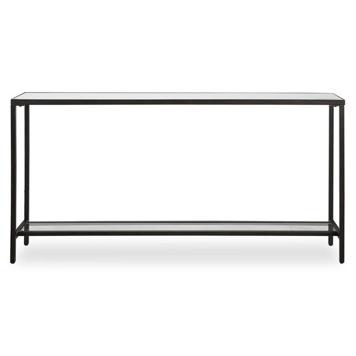Hayley Console Table, Black - rustic black steel with mirror top