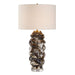 Cuoco Table Lamp - ceramic base with chocolate brown drip glaze on crystal foot