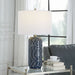Blue Wavy Ceramic Table Lamp - table lamp