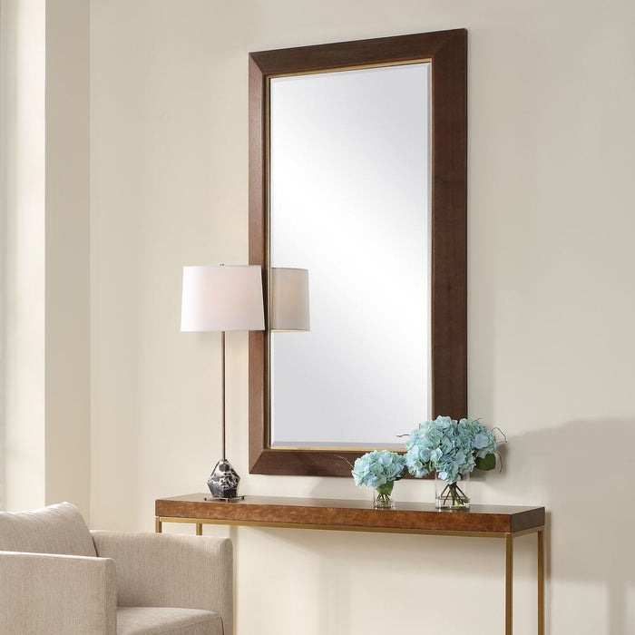 Matheson Mirror - walnut veneer and gold iron