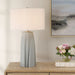 Cover Up Table Lamp - sculpted ceramic base in muted light blue with brass details