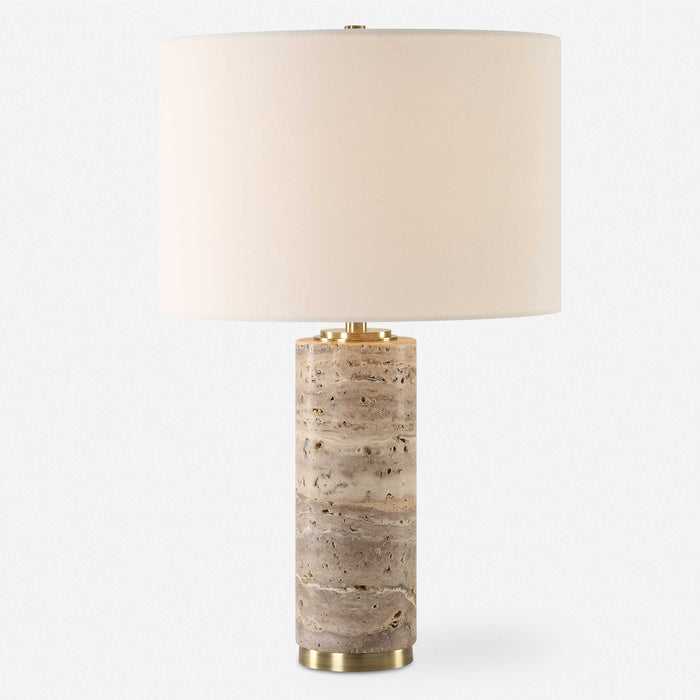 Travertine and Brass Lamp